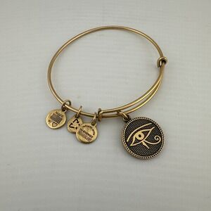 Alex And Ani Eye Of Horus Expandable Charm Bracelet Gold Tone Boho‎ Stackable